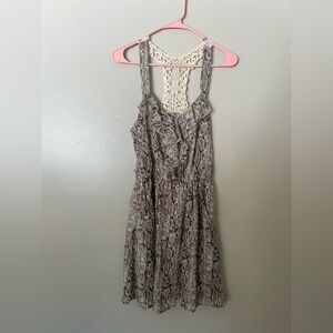 Xtraordinary Snake Print Lace-Back Mini Sun Dress